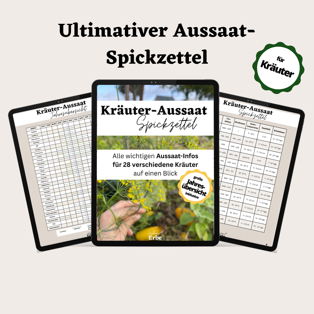 Aussaat-Spickzettel KRÄUTER | Aussaat-Infos auf einen Blick + Vorlagen zum selber ausfüllen | PDF